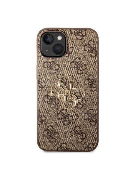 Guess 4G Big Metal Logo dėklas, skirtas iPhone 15 Plus - rudas