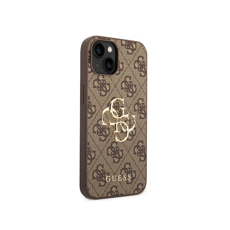 Guess 4G Big Metal Logo dėklas, skirtas iPhone 15 Plus - rudas