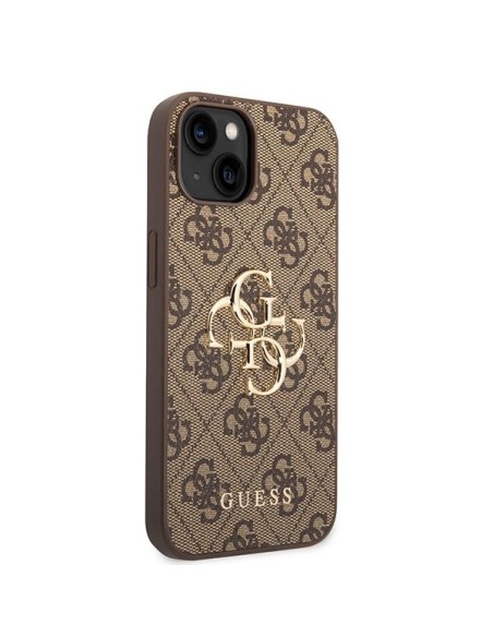 Guess 4G Big Metal Logo dėklas, skirtas iPhone 15 Plus - rudas