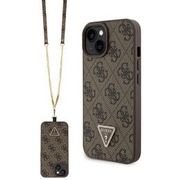 Guess Crossbody 4G Metal Logo dėklas iPhone 15 Plus - rudas