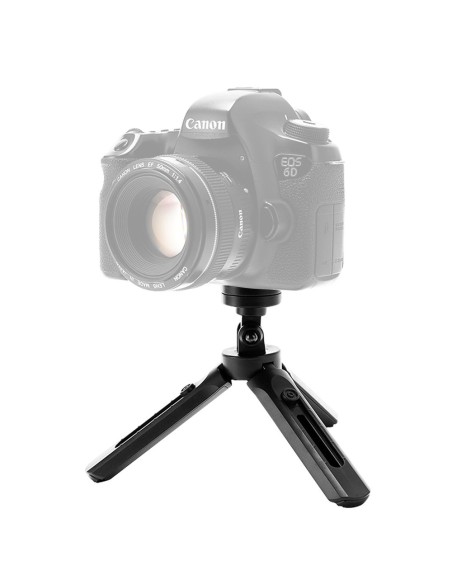 Mini trikojo asmenukių nuotraukų laikiklis telefono kamerai GoPro kamera 16-21cm juoda Mini trikojo asmenukių nuotraukų laikiklis telefono kamerai GoPro kamera 16-21cm juoda