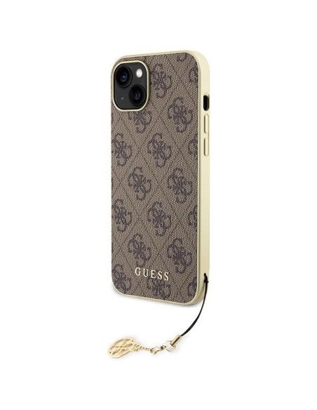 Guess 4G Charms Collection dėklas iPhone 15 - rudas