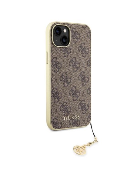 Guess 4G Charms Collection dėklas iPhone 15 - rudas