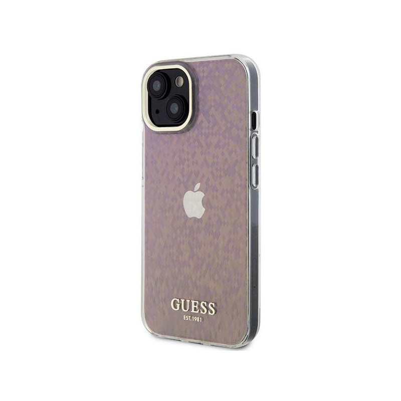 Guess IML Faceted Mirror Disco Iridescent dėklas iPhone 15 - rožinis