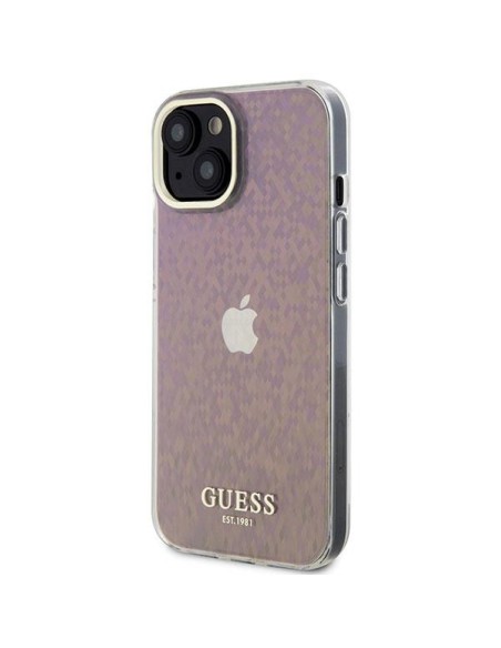 Guess IML Faceted Mirror Disco Iridescent dėklas iPhone 15 - rožinis Guess IML Faceted Mirror Disco Iridescent dėklas iPhone 15 - rožinis