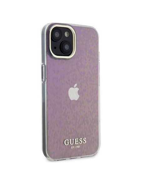 Guess IML Faceted Mirror Disco Iridescent dėklas iPhone 15 - rožinis Guess IML Faceted Mirror Disco Iridescent dėklas iPhone 15 - rožinis