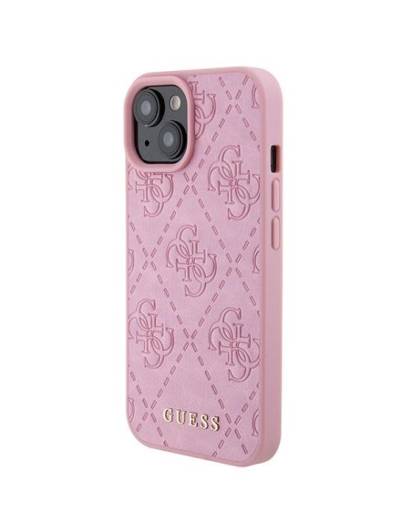 Guess Leather 4G štampuotas dėklas iPhone 15 - rožinis Guess Leather 4G štampuotas dėklas iPhone 15 - rožinis