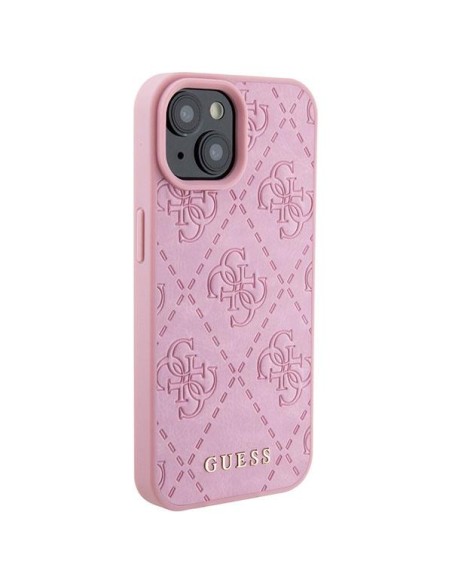 Guess Leather 4G štampuotas dėklas iPhone 15 - rožinis Guess Leather 4G štampuotas dėklas iPhone 15 - rožinis