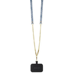 Guess Crossbody 4G metalinis logotipo dėklas iPhone 15 - mėlynas