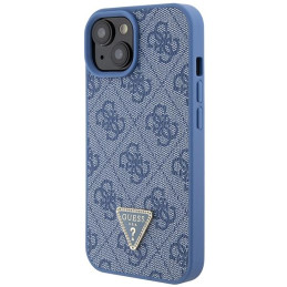 Guess Crossbody 4G metalinis logotipo dėklas iPhone 15 - mėlynas