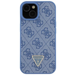Guess Crossbody 4G metalinis logotipo dėklas iPhone 15 - mėlynas