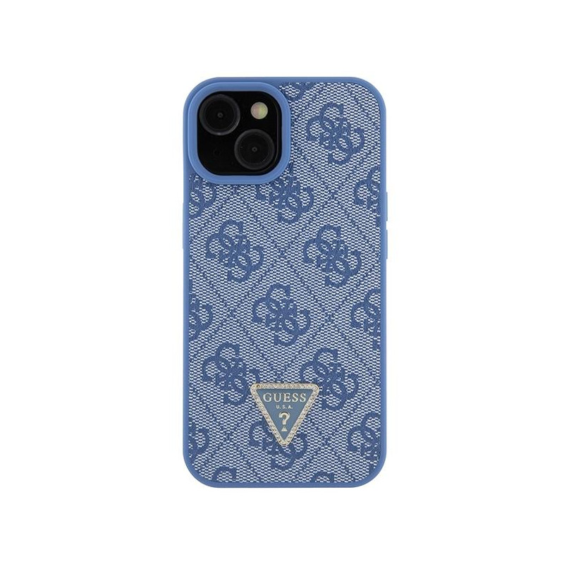 Guess Crossbody 4G metalinis logotipo dėklas iPhone 15 - mėlynas