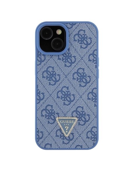 Guess Crossbody 4G metalinis logotipo dėklas iPhone 15 - mėlynas Guess Crossbody 4G metalinis logotipo dėklas iPhone 15 - mėlynas
