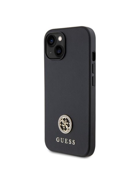 Guess Strass Metal Logo dėklas, skirtas iPhone 15 - juodas Guess Strass Metal Logo dėklas, skirtas iPhone 15 - juodas