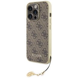 Guess 4G Charms Collection dėklas, skirtas iPhone 15 Pro Max - rudas