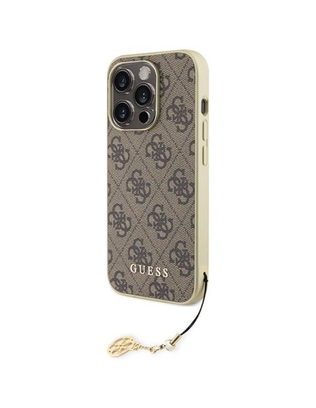 Guess 4G Charms Collection dėklas, skirtas iPhone 15 Pro Max - rudas