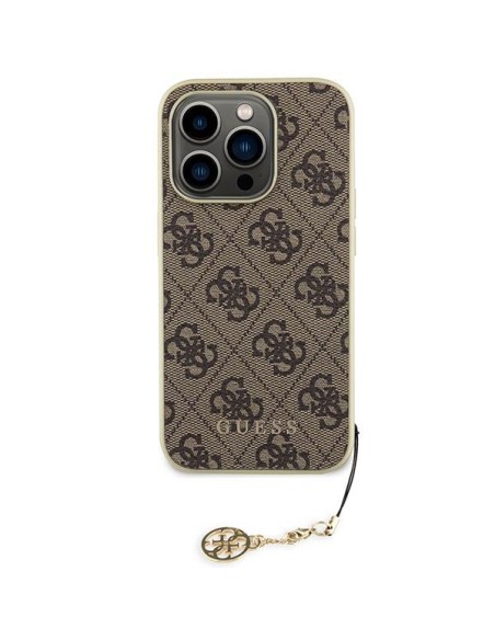 Guess 4G Charms Collection dėklas, skirtas iPhone 15 Pro Max - rudas