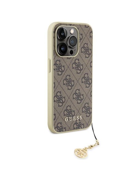 Guess 4G Charms Collection dėklas, skirtas iPhone 15 Pro Max - rudas