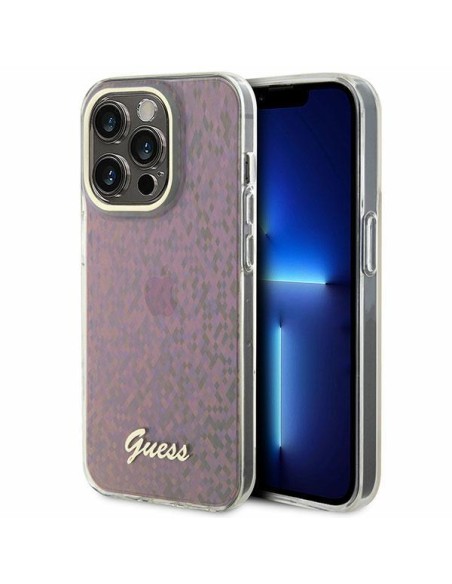 Guess IML Faceted Mirror Disco Iridescent dėklas iPhone 15 Pro Max - rožinis Guess IML Faceted Mirror Disco Iridescent dėklas iPhone 15 Pro Max - rožinis