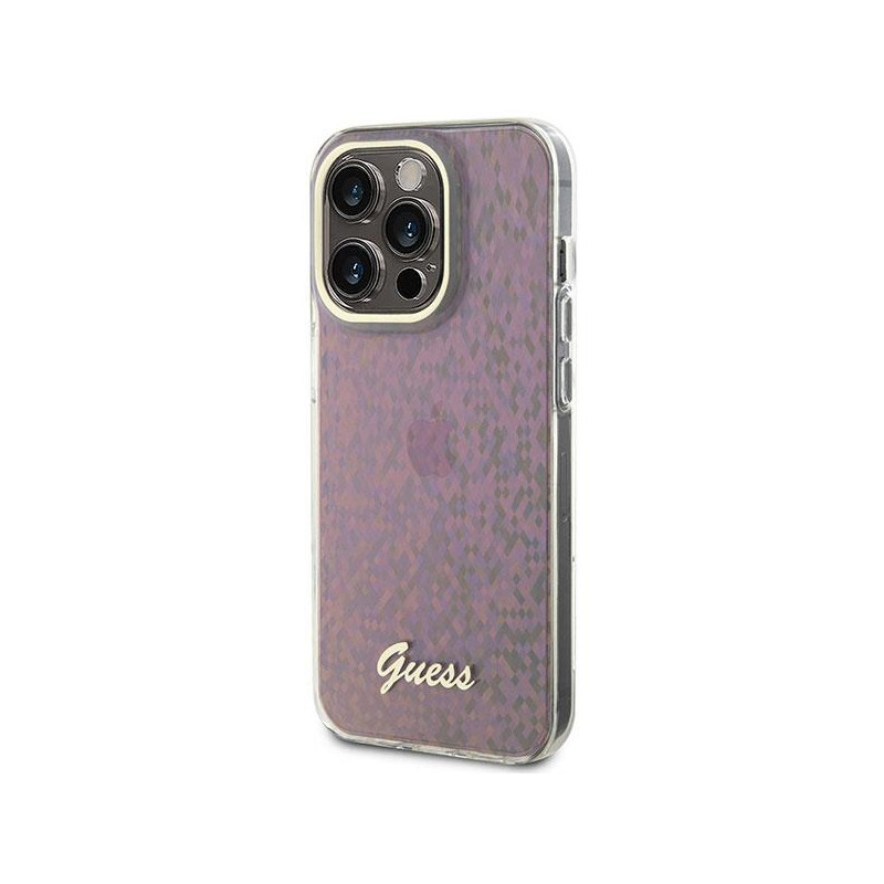 Guess IML Faceted Mirror Disco Iridescent dėklas iPhone 15 Pro Max - rožinis