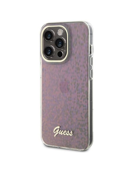 Guess IML Faceted Mirror Disco Iridescent dėklas iPhone 15 Pro Max - rožinis Guess IML Faceted Mirror Disco Iridescent dėklas iPhone 15 Pro Max - rožinis