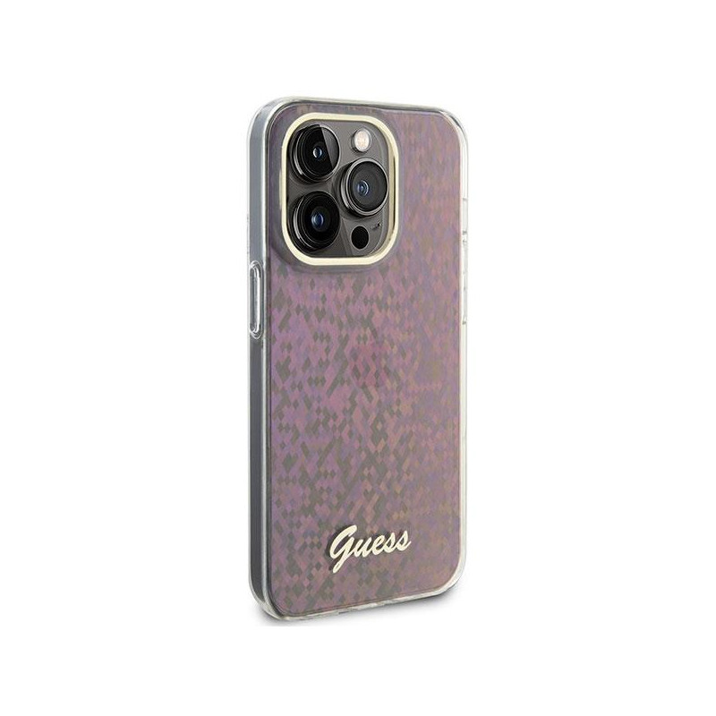 Guess IML Faceted Mirror Disco Iridescent dėklas iPhone 15 Pro Max - rožinis