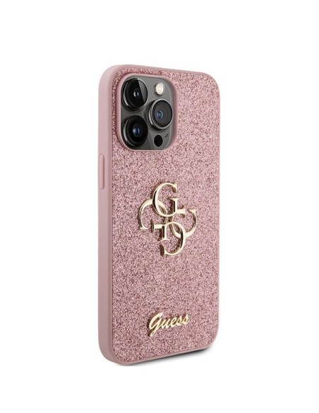Guess Glitter Script Big 4G dėklas, skirtas iPhone 15 Pro Max - rožinis Guess Glitter Script Big 4G dėklas, skirtas iPhone 15 Pro Max - rožinis