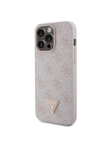 Guess Leather 4G Diamond Triangle dėklas, skirtas iPhone 15 Pro Max - rožinis Guess Leather 4G Diamond Triangle dėklas, skirtas iPhone 15 Pro Max - rožinis