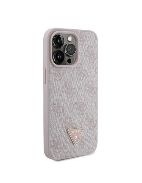 Guess Leather 4G Diamond Triangle dėklas, skirtas iPhone 15 Pro Max - rožinis Guess Leather 4G Diamond Triangle dėklas, skirtas iPhone 15 Pro Max - rožinis