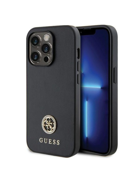 Guess Strass Metal Logo dėklas, skirtas iPhone 15 Pro Max - juodas Guess Strass Metal Logo dėklas, skirtas iPhone 15 Pro Max - juodas