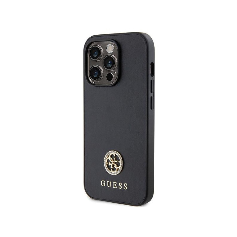 Guess Strass Metal Logo dėklas, skirtas iPhone 15 Pro Max - juodas