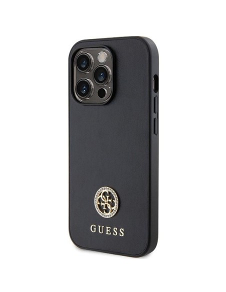 Guess Strass Metal Logo dėklas, skirtas iPhone 15 Pro Max - juodas Guess Strass Metal Logo dėklas, skirtas iPhone 15 Pro Max - juodas