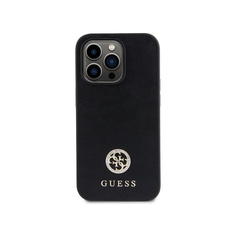 Guess Strass Metal Logo dėklas, skirtas iPhone 15 Pro Max - juodas