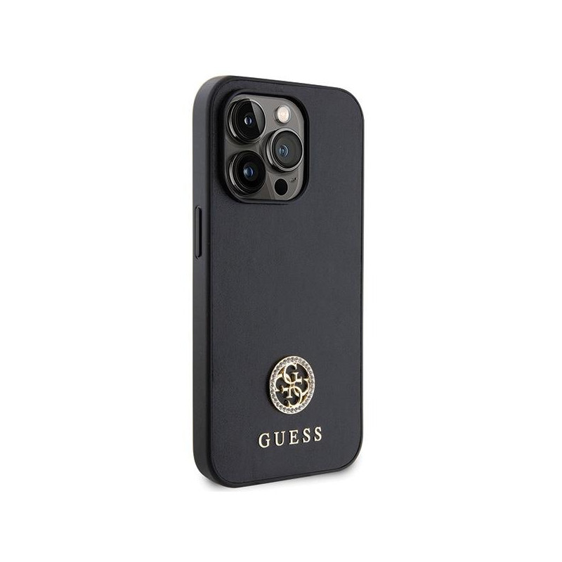 Guess Strass Metal Logo dėklas, skirtas iPhone 15 Pro Max - juodas