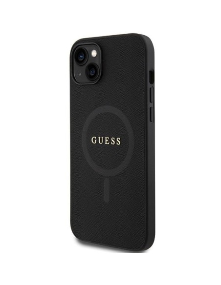 Guess Saffiano MagSafe dėklas iPhone 15 - juodas Guess Saffiano MagSafe dėklas iPhone 15 - juodas