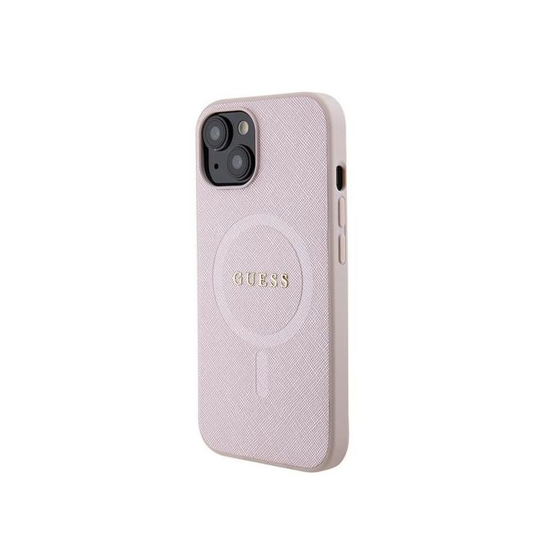 Guess Saffiano MagSafe dėklas iPhone 15 - rožinis