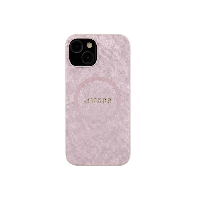 Guess Saffiano MagSafe dėklas iPhone 15 - rožinis