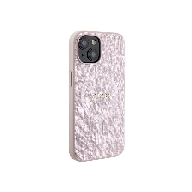 Guess Saffiano MagSafe dėklas iPhone 15 - rožinis