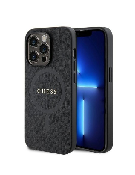 Guess Saffiano MagSafe dėklas iPhone 15 Pro Max - juodas Guess Saffiano MagSafe dėklas iPhone 15 Pro Max - juodas