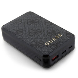 Guess 4G odinis metalinis logotipas Powerbank 18W 10000mAh - juodas