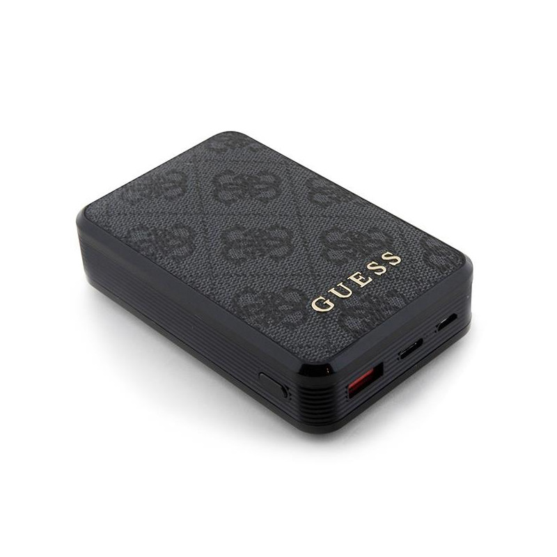 Guess 4G odinis metalinis logotipas Powerbank 18W 10000mAh - juodas