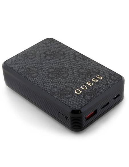 Guess 4G odinis metalinis logotipas Powerbank 18W 10000mAh - juodas