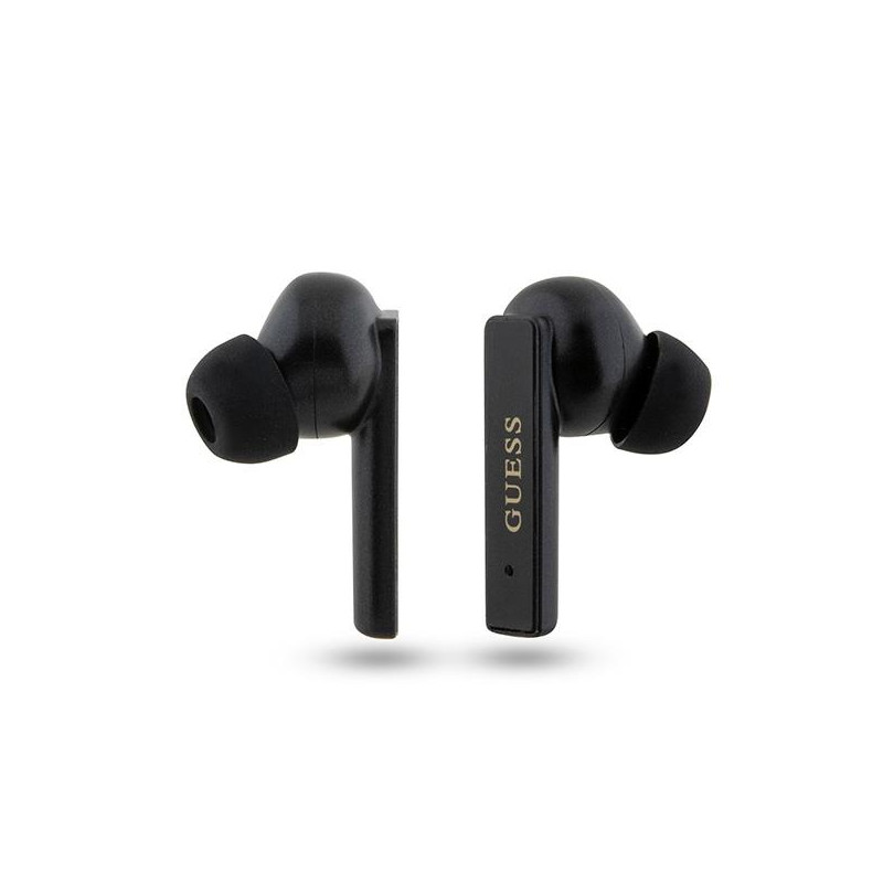 Guess Printed Logo TWS Bluetooth ausinės + prijungimo stotelė - juoda