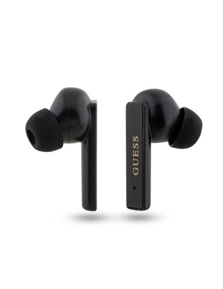 Guess Printed Logo TWS Bluetooth ausinės + prijungimo stotelė - juoda Guess Printed Logo TWS Bluetooth ausinės + prijungimo stotelė - juoda