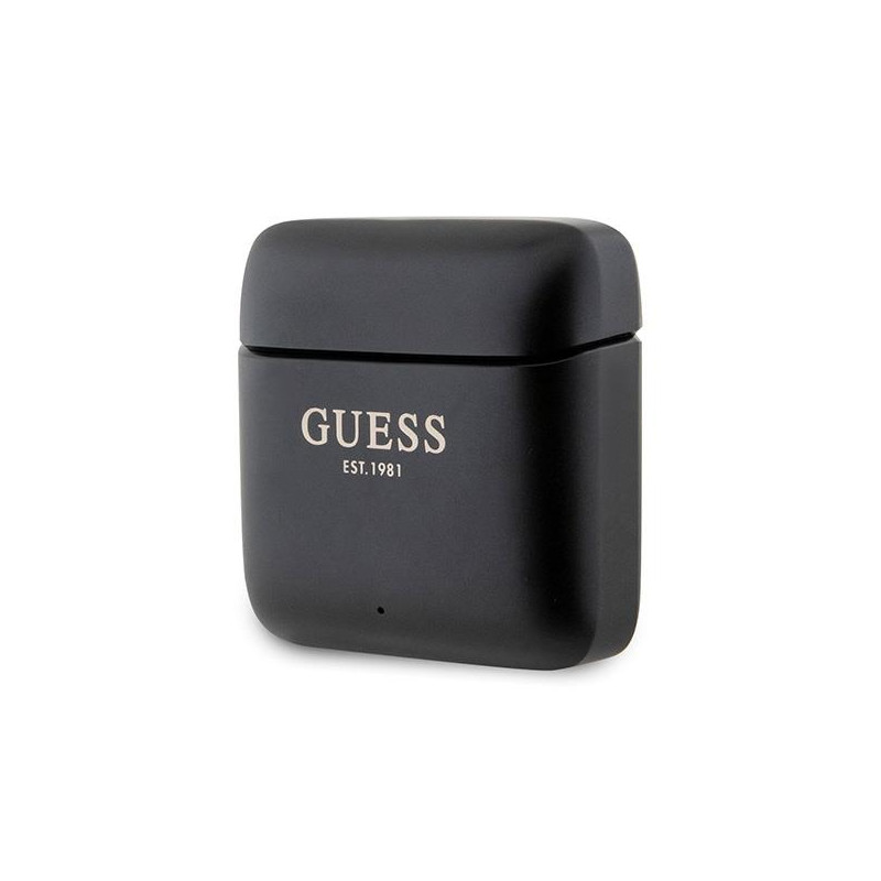 Guess Printed Logo TWS Bluetooth ausinės + prijungimo stotelė - juoda