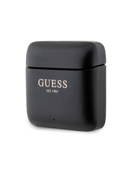 Guess Printed Logo TWS Bluetooth ausinės + prijungimo stotelė - juoda Guess Printed Logo TWS Bluetooth ausinės + prijungimo stotelė - juoda