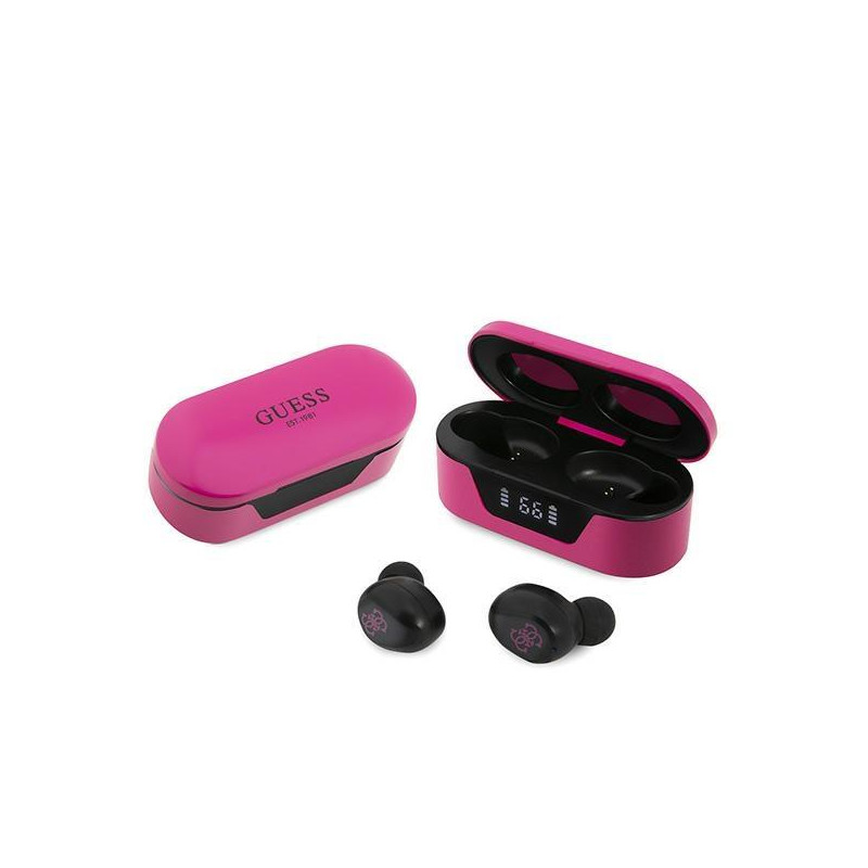 Guess TWS Bluetooth ausinės + prijungimo stotelė - rožinė Guess TWS Bluetooth ausinės + prijungimo stotelė - rožinė