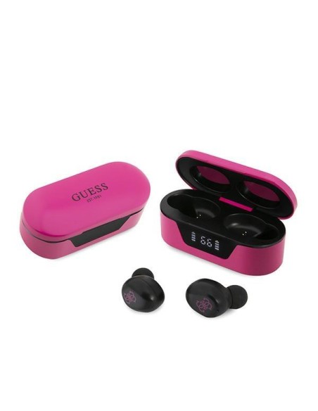 Guess TWS Bluetooth ausinės + prijungimo stotelė - rožinė Guess TWS Bluetooth ausinės + prijungimo stotelė - rožinė