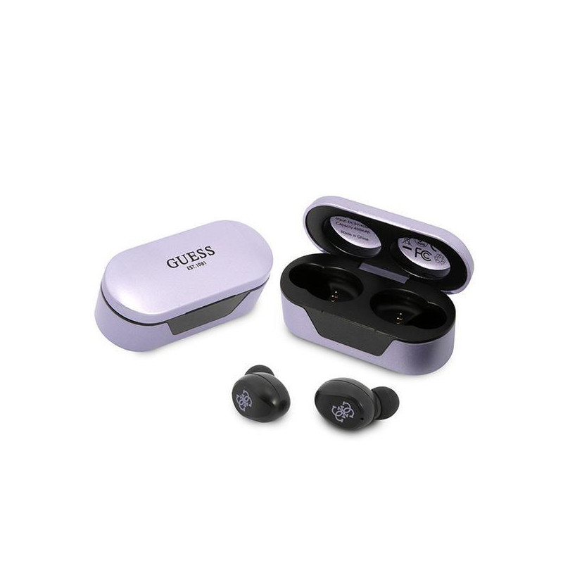 Guess TWS Bluetooth ausinės + prijungimo stotelė - violetinė Guess TWS Bluetooth ausinės + prijungimo stotelė - violetinė