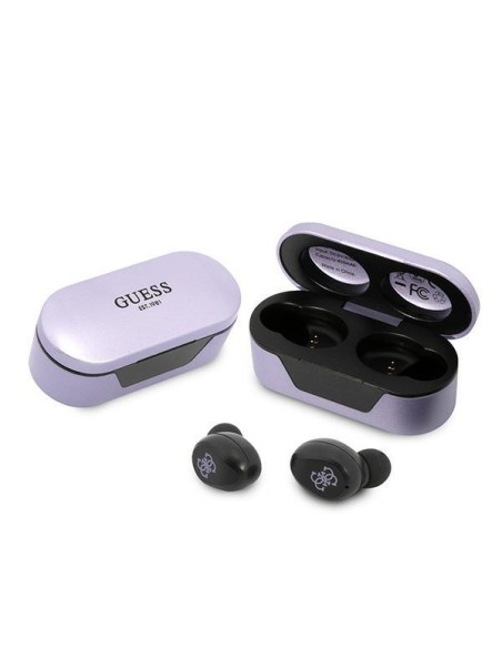 Guess TWS Bluetooth ausinės + prijungimo stotelė - violetinė Guess TWS Bluetooth ausinės + prijungimo stotelė - violetinė